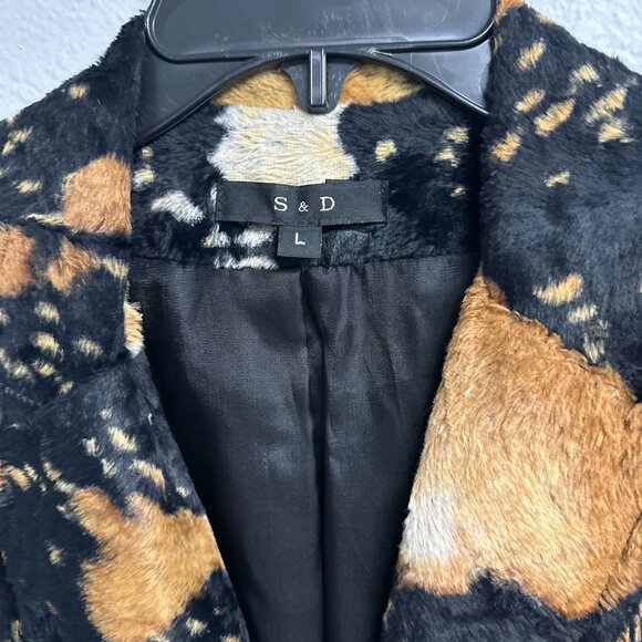 Vintage 90s S & D Cow Animal Print Faux Fur Blazer Jacket Womens Size Large - Picture 6 of 6